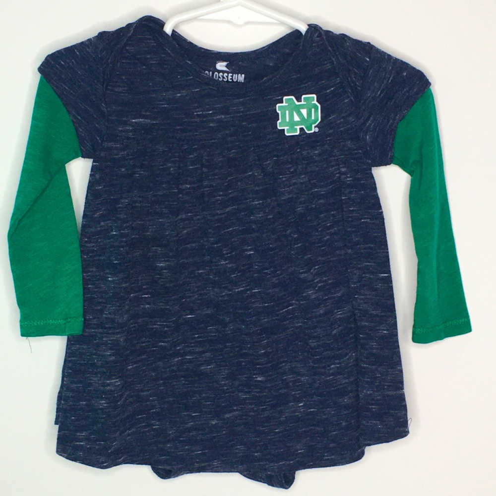 Notre Dame Football Dress Navy & Green Long Sleeve